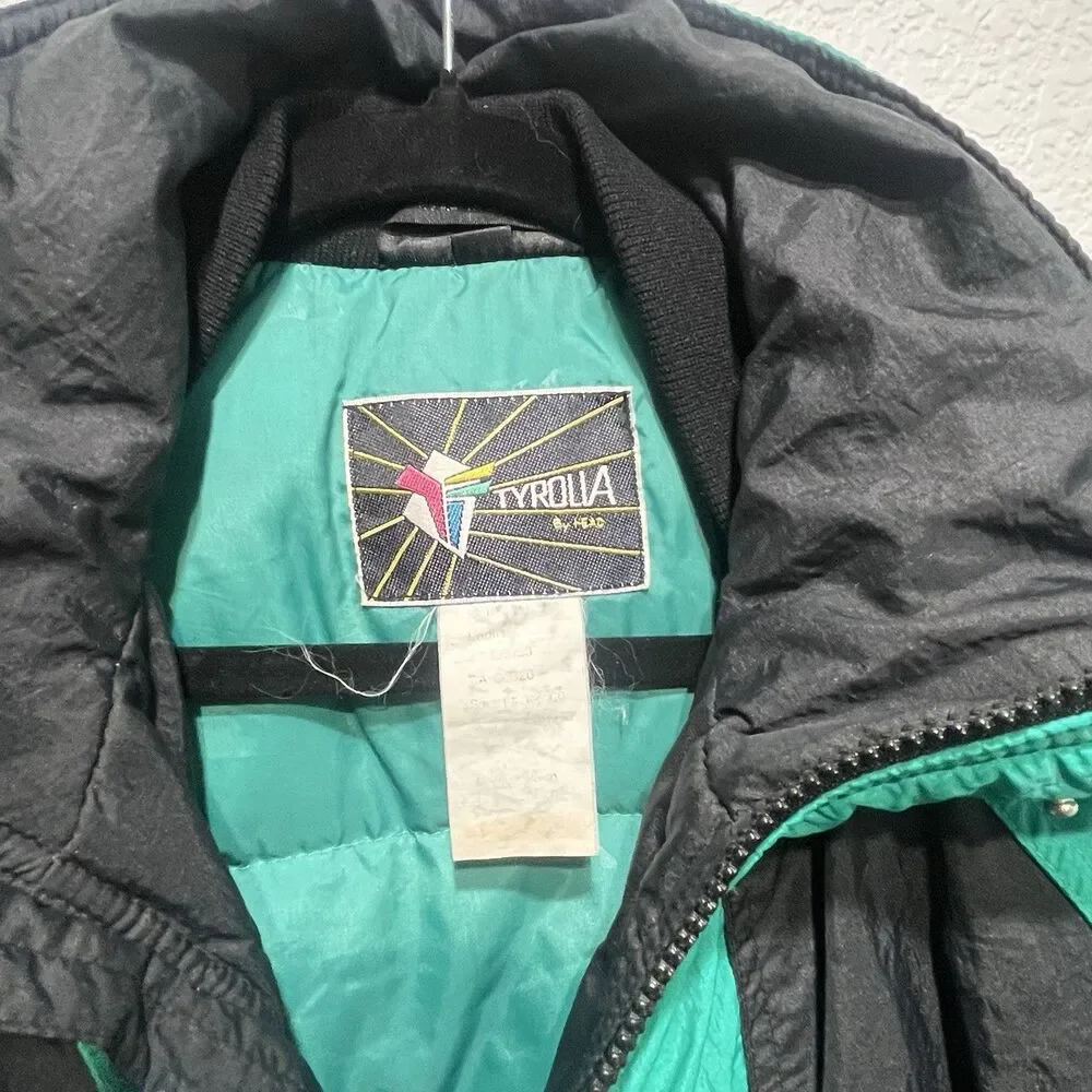 Vintage 80s 90s Tyrolia By HEAD‎ Ski Jacket Women’s Large Teal Black Retro  Coat - Picture 3 of 16
